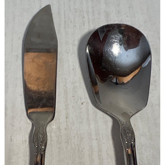 Oneida West Bend AFFECTION Butter Knife & Sugar Spoon Stainless Silverware USA - Picture 3 of 5